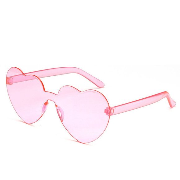 Transparent Pink Heart Shape Clear Frame Sunglasses Glasses Pink SALE 2 FOR 15 - Picture 1 of 4